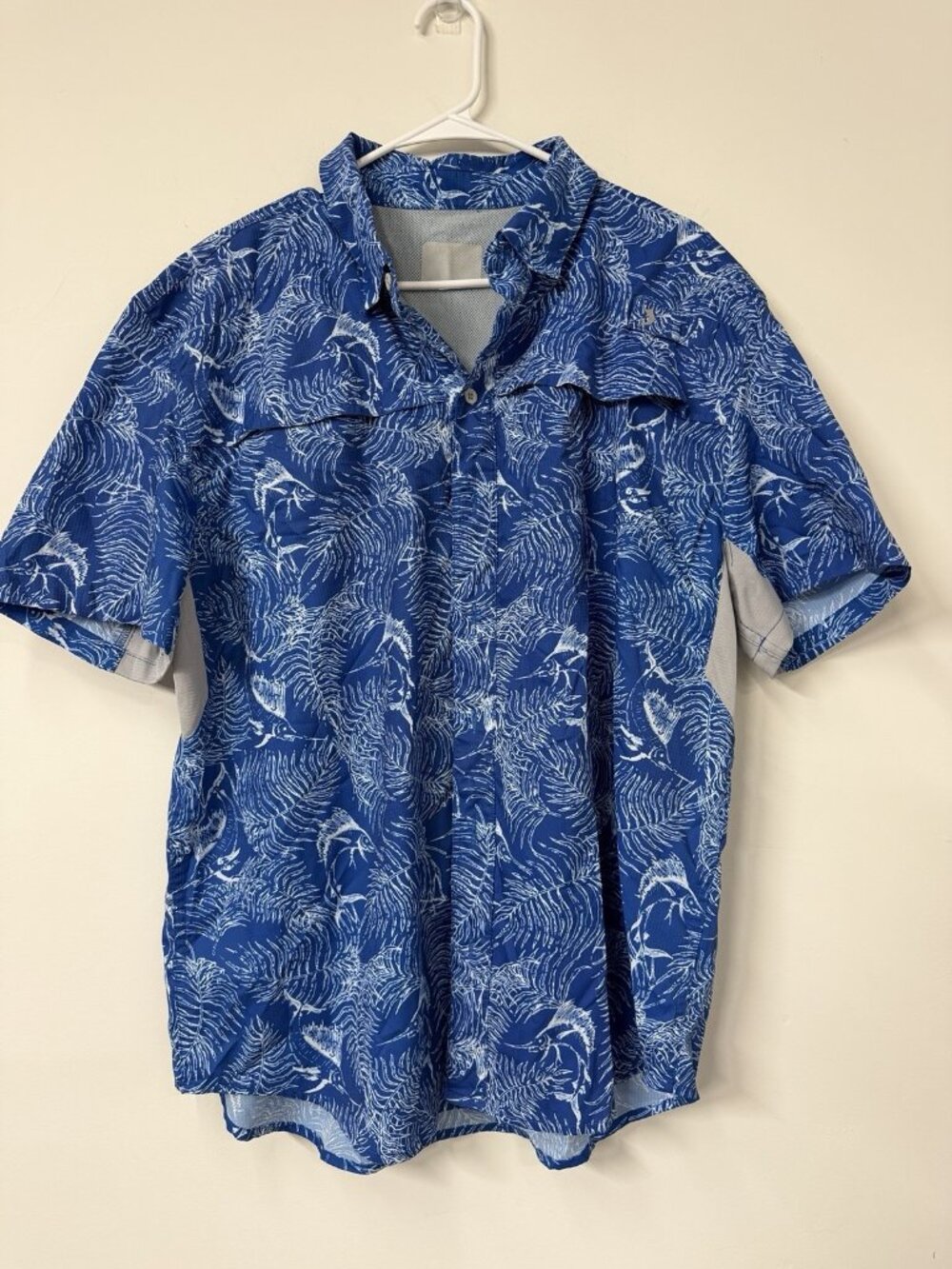 Reel Legends Shirt Men’s XL Blue Vented Button Up Performance Fishing Swordfish